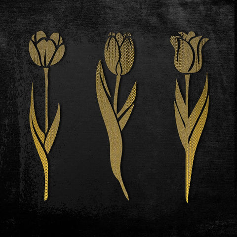 Tulip Trio I Black Ornate Wood Framed Art Print with Double Matting by Smith, Karen