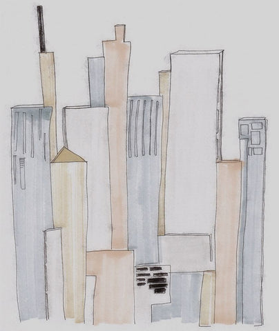 Sketch City II Black Modern Wood Framed Art Print by Smith, Karen