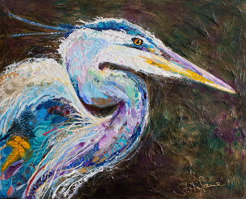 Great Heron Black Modern Wood Framed Art Print by St Hilaire, Elizabeth