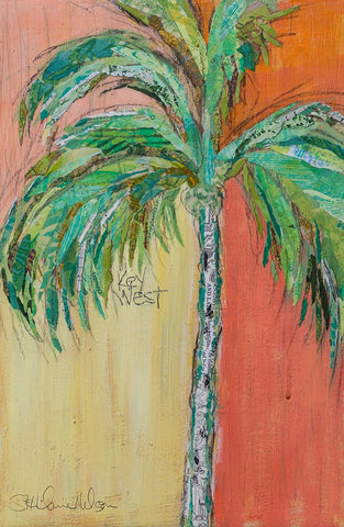 Palm in Orange White Modern Wood Framed Art Print with Double Matting by St Hilaire, Elizabeth