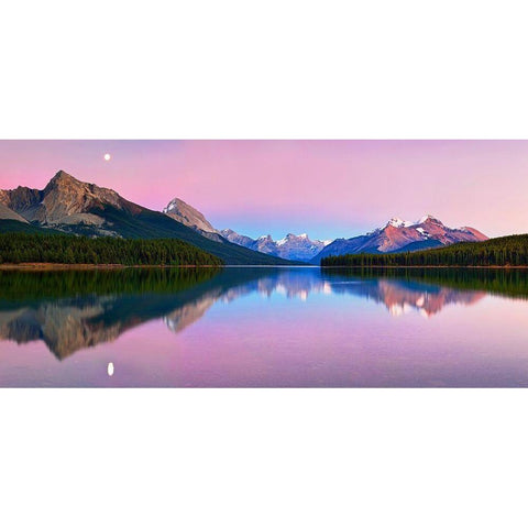 Maligne Lake Black Modern Wood Framed Art Print with Double Matting by Zhang, Yan