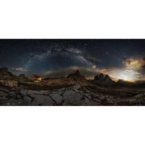 Galaxy Dolomites Black Modern Wood Framed Art Print with Double Matting by Pedretti, Ivan