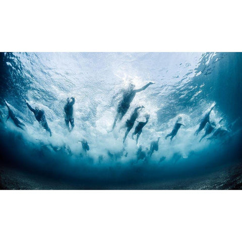 Swim Black Modern Wood Framed Art Print with Double Matting by Lopresti, Davide