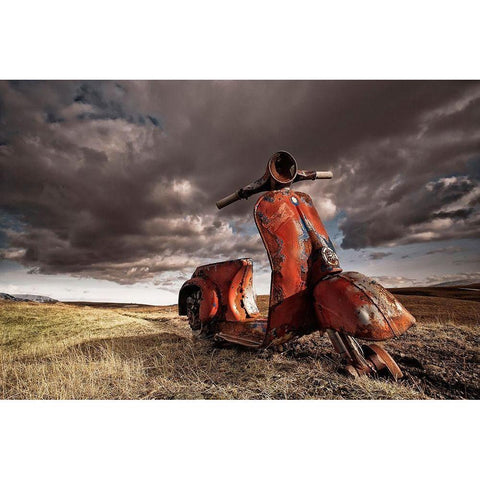 Vespa Black Modern Wood Framed Art Print with Double Matting by H. Ingibergsson, Porsteinn