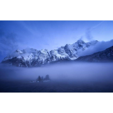 Misty Winter Evening White Modern Wood Framed Art Print by Gastager, Daniel