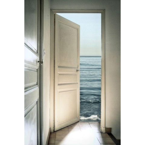 Behind the door Black Modern Wood Framed Art Print with Double Matting by Marcel, Christian