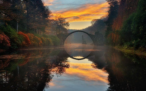 Autumn garden White Modern Wood Framed Art Print with Double Matting by Browko, Krzysztof