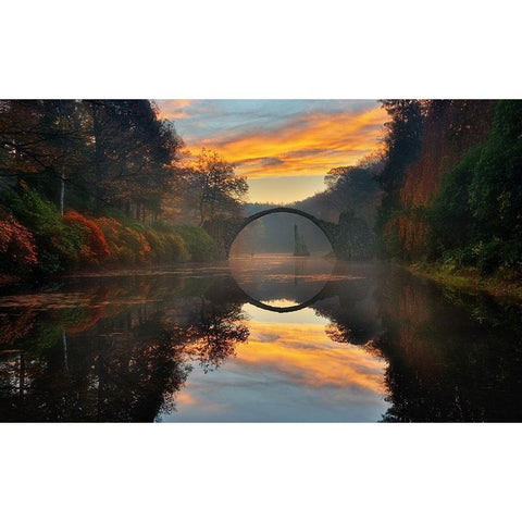 Autumn garden Black Modern Wood Framed Art Print by Browko, Krzysztof