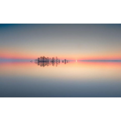 Lake Mattamuskeet Memory Black Modern Wood Framed Art Print with Double Matting by Yu, Liyun