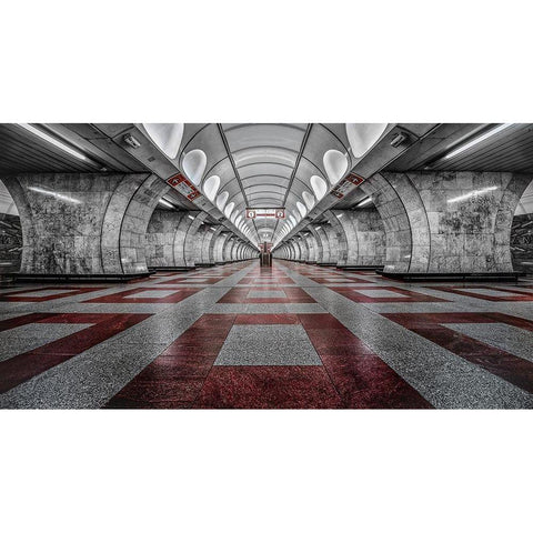 Prague Metro White Modern Wood Framed Art Print by Cuomo, Massimo