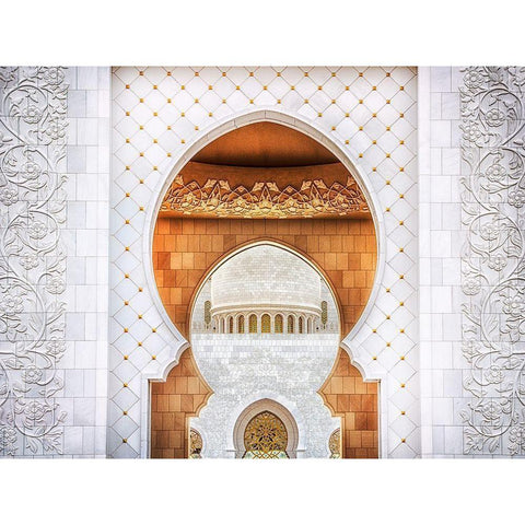 Symmetrical White Modern Wood Framed Art Print by Raof, Mohamed