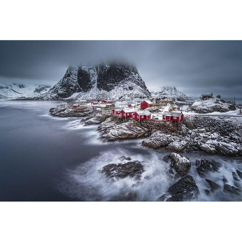 winter Lofoten islands Black Modern Wood Framed Art Print with Double Matting by Chan, Andy