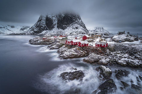 winter Lofoten islands Black Ornate Wood Framed Art Print with Double Matting by Chan, Andy