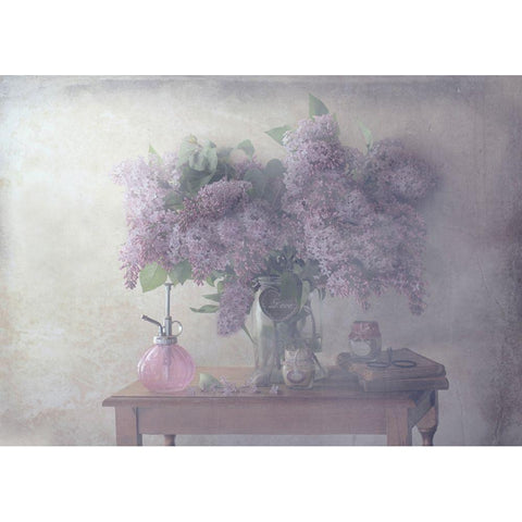 Sweet Lilacs Gold Ornate Wood Framed Art Print with Double Matting by Devos, Delphine