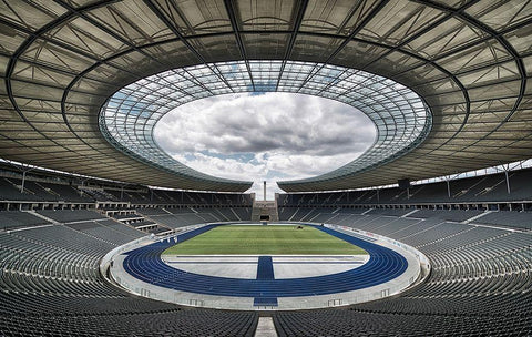 Olympiastadion Berlin Black Ornate Wood Framed Art Print with Double Matting by Cuomo, Massimo