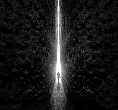 This way White Modern Wood Framed Art Print with Double Matting by Almawash, Sulaiman