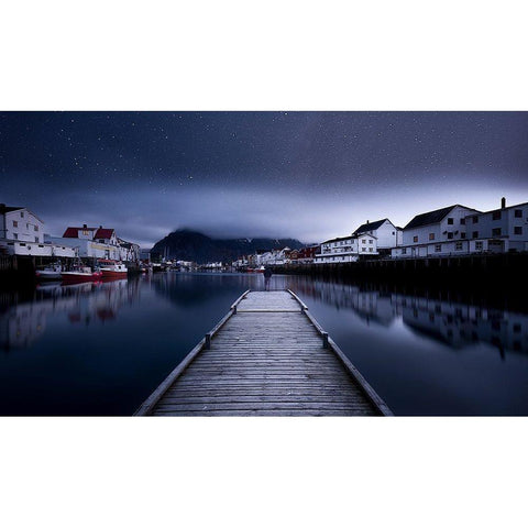 When the Night Comes Falling from the Sky Black Modern Wood Framed Art Print by Yaakobi, Lior