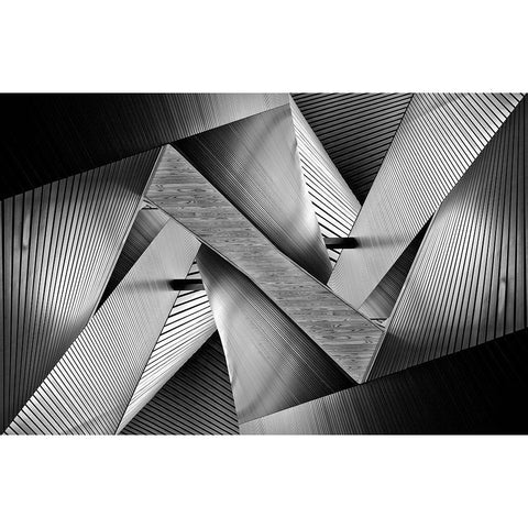 Metal Origami White Modern Wood Framed Art Print by Tajima, Koji