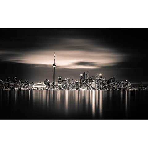 Toronto White Modern Wood Framed Art Print by Yoann