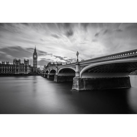 Westminster Serenity Black Modern Wood Framed Art Print with Double Matting by El Assy, Nader