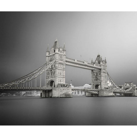 Tower bridge Black Modern Wood Framed Art Print with Double Matting by Thabet, Ahmed