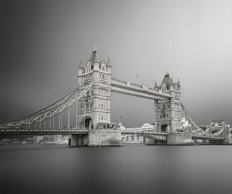Tower bridge White Modern Wood Framed Art Print with Double Matting by Thabet, Ahmed