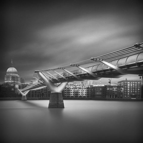 Millennium bridge White Modern Wood Framed Art Print with Double Matting by Thabet, Ahmed