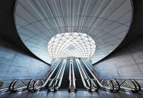 Malmo Station Black Ornate Wood Framed Art Print with Double Matting by Lindsten, Christian