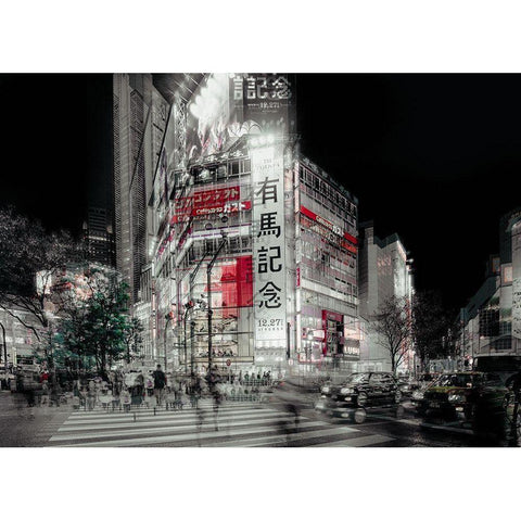 street life in Tokyo Black Modern Wood Framed Art Print with Double Matting by Chiriaco, Carmine