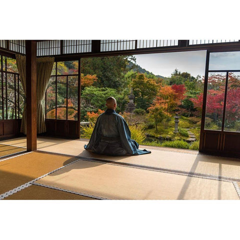 MAÂ©ditation Black Modern Wood Framed Art Print with Double Matting by Pelissier, Marc