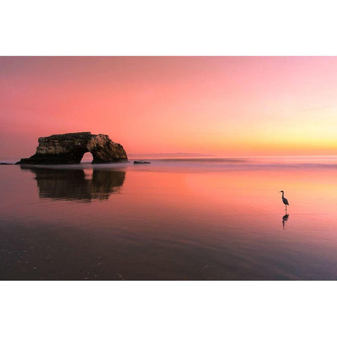 Sunset at the Natural Bridge-2 Black Modern Wood Framed Art Print with Double Matting by Li, Rob