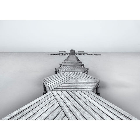 The Pier Black Modern Wood Framed Art Print by Garci, Xavier