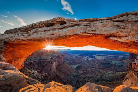 Sunrise at Mesa Arch Black Ornate Wood Framed Art Print with Double Matting by Zheng, Michael