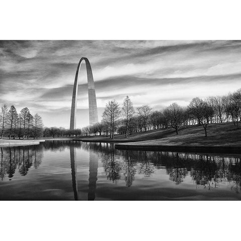 St Louis Arch White Modern Wood Framed Art Print by Cameron, Errick