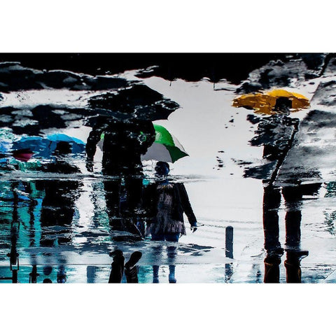 Walk on the rain Black Modern Wood Framed Art Print with Double Matting by Khemkum, Ekkachai