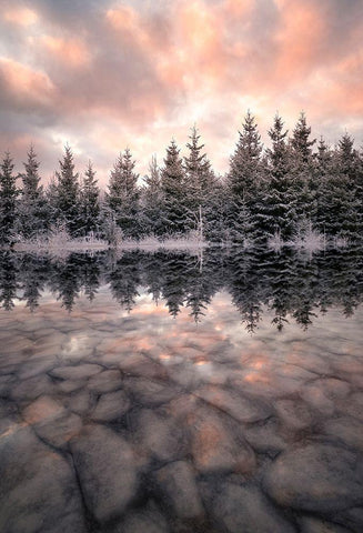 Melting White Modern Wood Framed Art Print with Double Matting by Lindsten, Christian