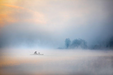 Untitled Black Ornate Wood Framed Art Print with Double Matting by Cloud, Mountain