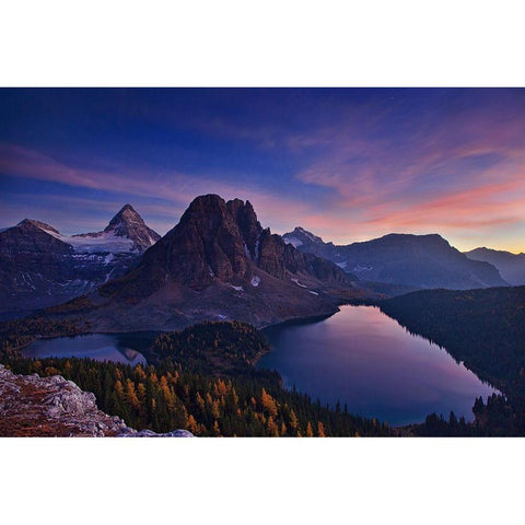 Twilight at Mount Assiniboine White Modern Wood Framed Art Print by Zhang, Yan
