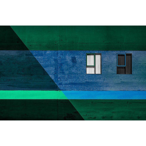 Blinds in black and white White Modern Wood Framed Art Print by Schuster, Inge