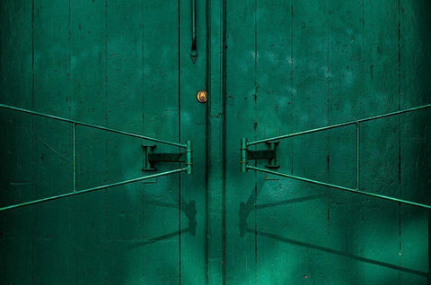 Gate detail White Modern Wood Framed Art Print with Double Matting by Schuster, Inge