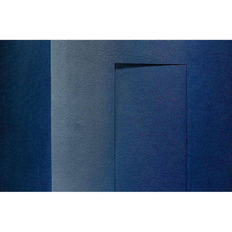 Blue minimalism or a secret door Black Modern Wood Framed Art Print by Schuster, Inge