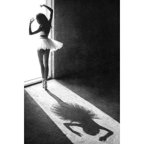 Shadow Dance White Modern Wood Framed Art Print by Kisworo, Sebastian