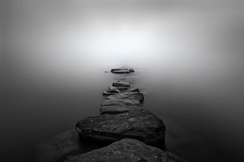 Stones II Black Ornate Wood Framed Art Print with Double Matting by Guerola, Joaquin