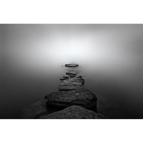 Stones II White Modern Wood Framed Art Print by Guerola, Joaquin