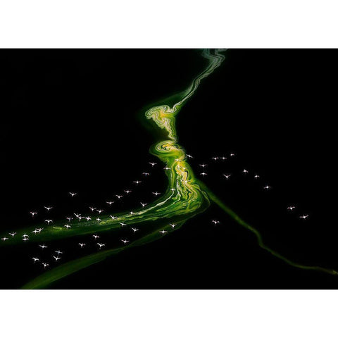 Flying over Incredible pattern Black Modern Wood Framed Art Print with Double Matting by J. Chen, John