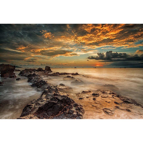 Angry Beach Black Modern Wood Framed Art Print with Double Matting by Song, Gunarto