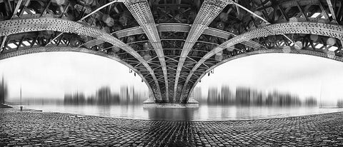 Under The Iron Bridge Black Ornate Wood Framed Art Print with Double Matting by Em-Photographies