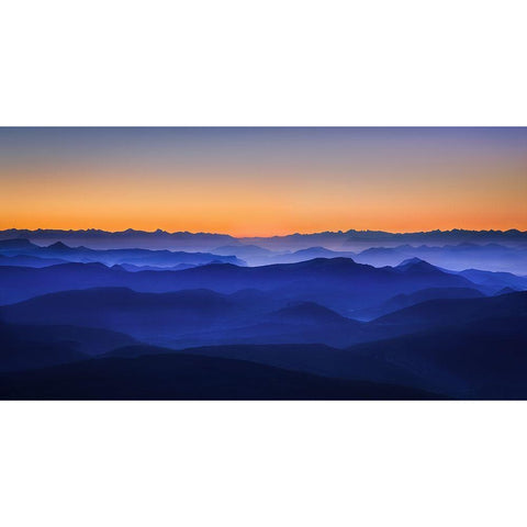 Misty Mountains Black Modern Wood Framed Art Print with Double Matting by Bouscarle, David