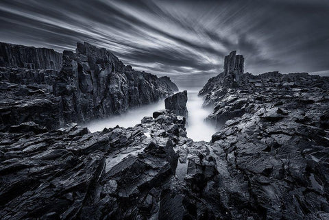 Iron World White Modern Wood Framed Art Print with Double Matting by Zhang, Joshua