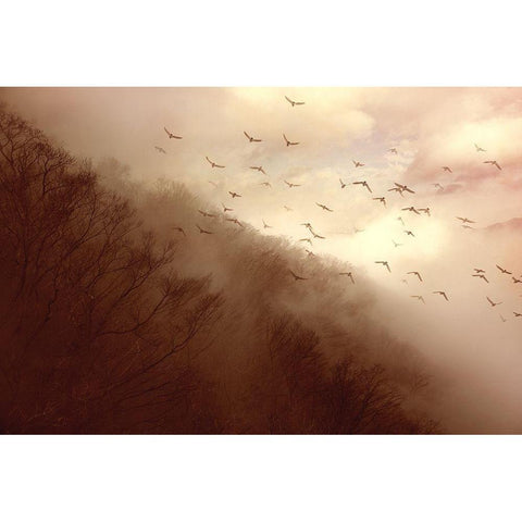 Departure Gold Ornate Wood Framed Art Print with Double Matting by Murakami, Kiyo